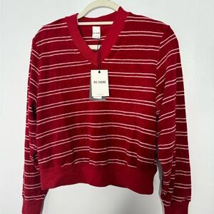 Re/Done Terry Cloth V Neck Pullover size Small